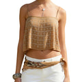 Damen Ärmelloses Tanktop mit Kariertem Muster und Rückenfreiem Design
