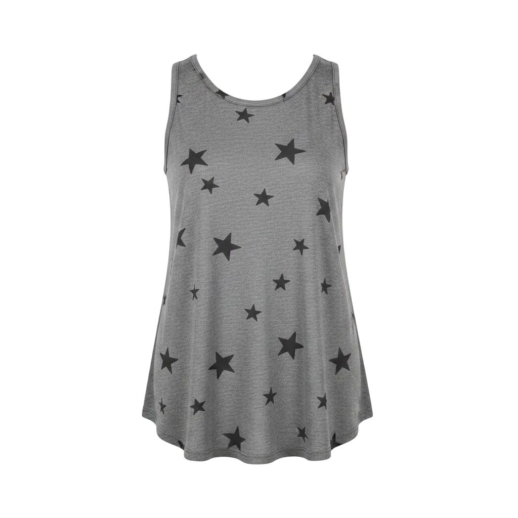 Damen Ärmelloses Tanktop mit Sternmuster und Rundhalsausschnitt