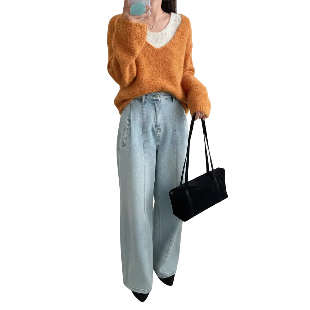 Damen Sweater im Zweilagigen Look mit Lockerer Passform