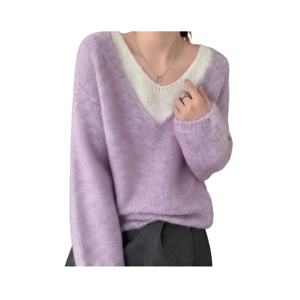 Damen Sweater im Zweilagigen Look mit Lockerer Passform
