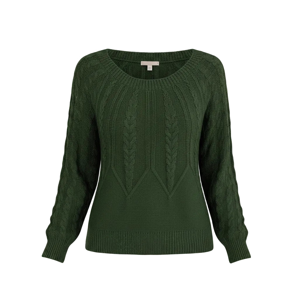 Damen Sweater mit Geometrischem Muster und Rundhalsausschnitt