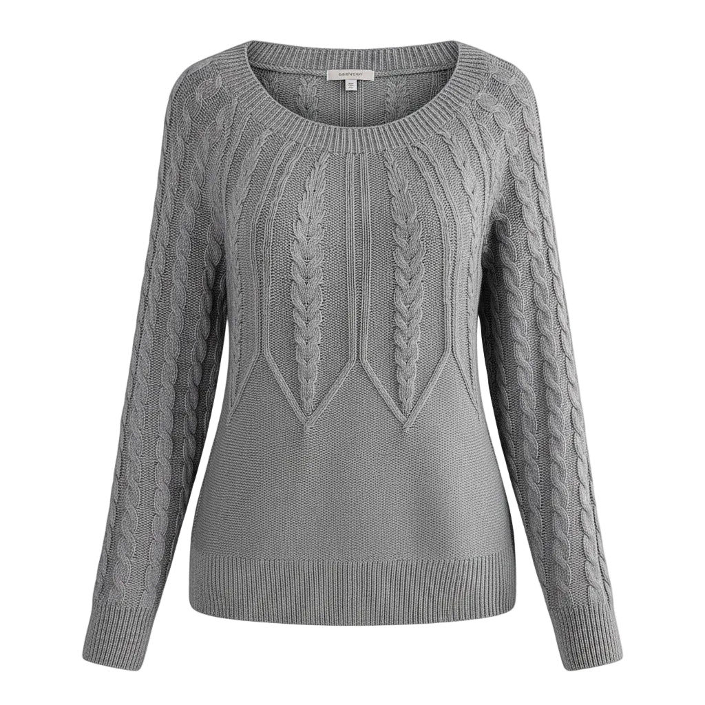 Damen Sweater mit Geometrischem Muster und Rundhalsausschnitt