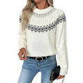 Damen Sweater mit Jacquardmuster und Rundhalsausschnitt