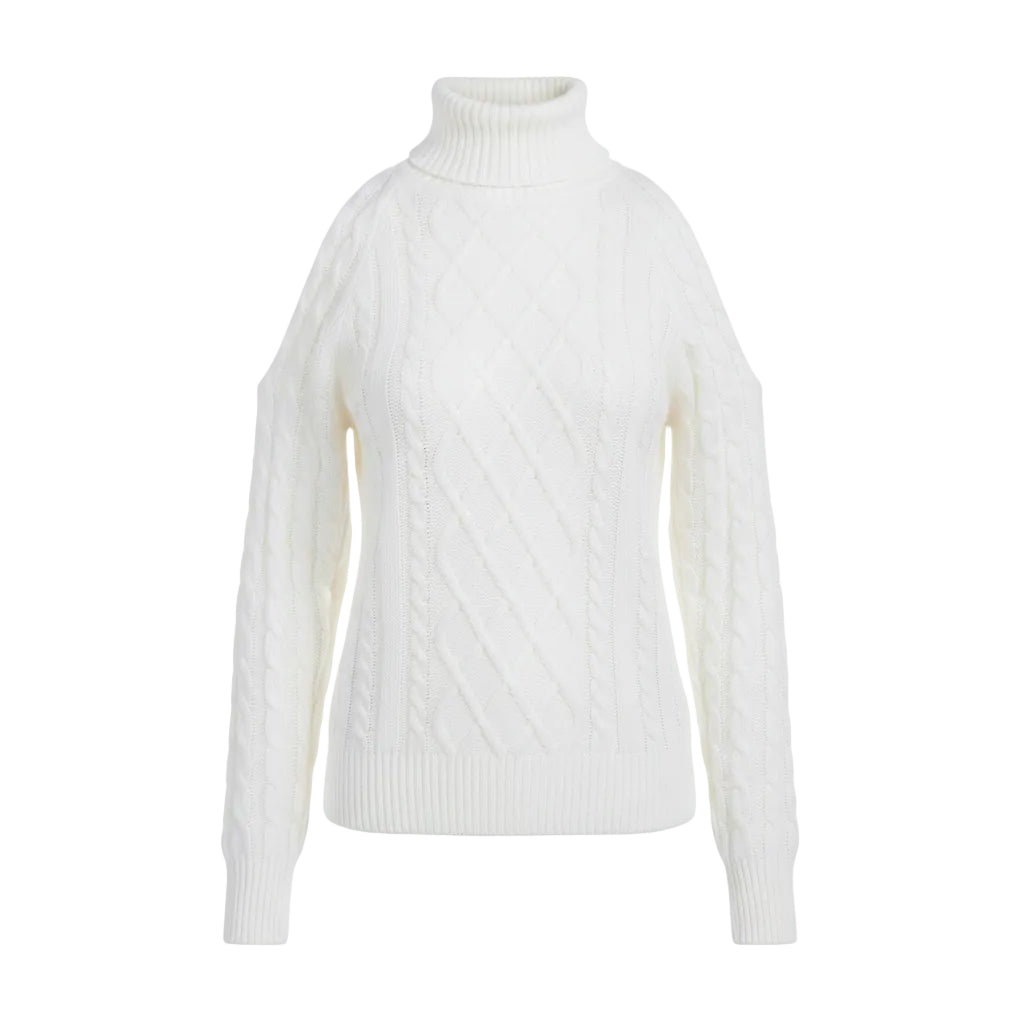 Damen Sweater mit Twistmuster und Schulterfreiem Design