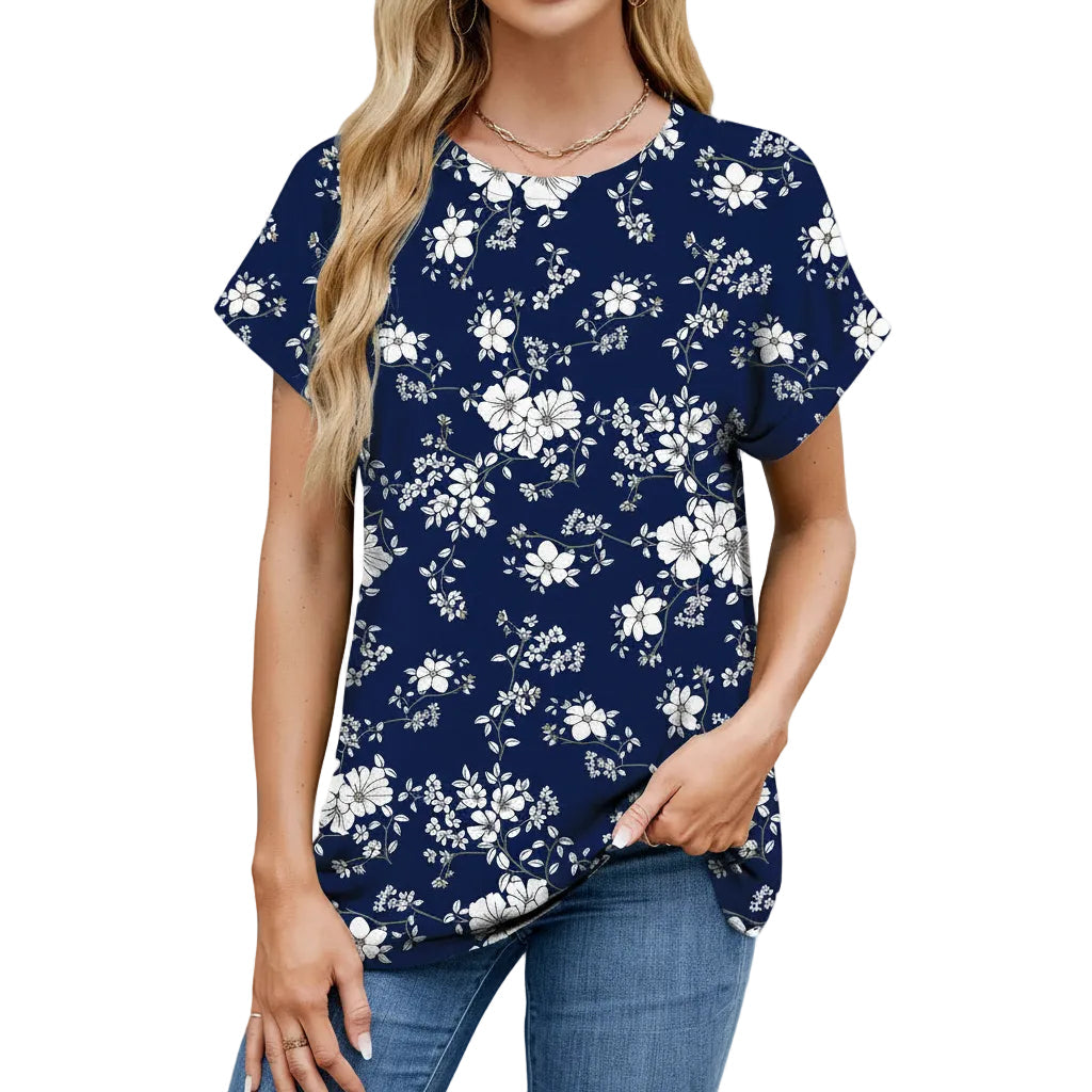Damen T-Shirt mit Printmuster und Lockerer Passform