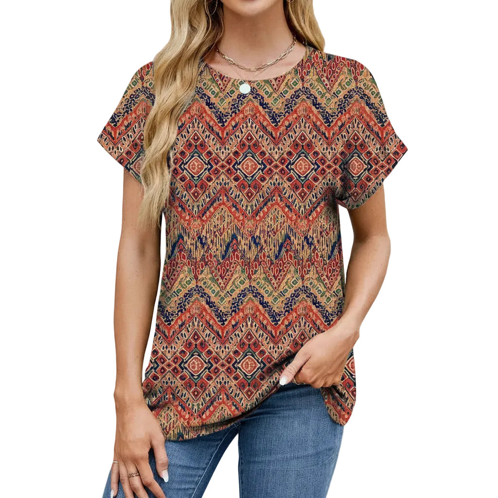 Damen T-Shirt mit Printmuster und Lockerer Passform
