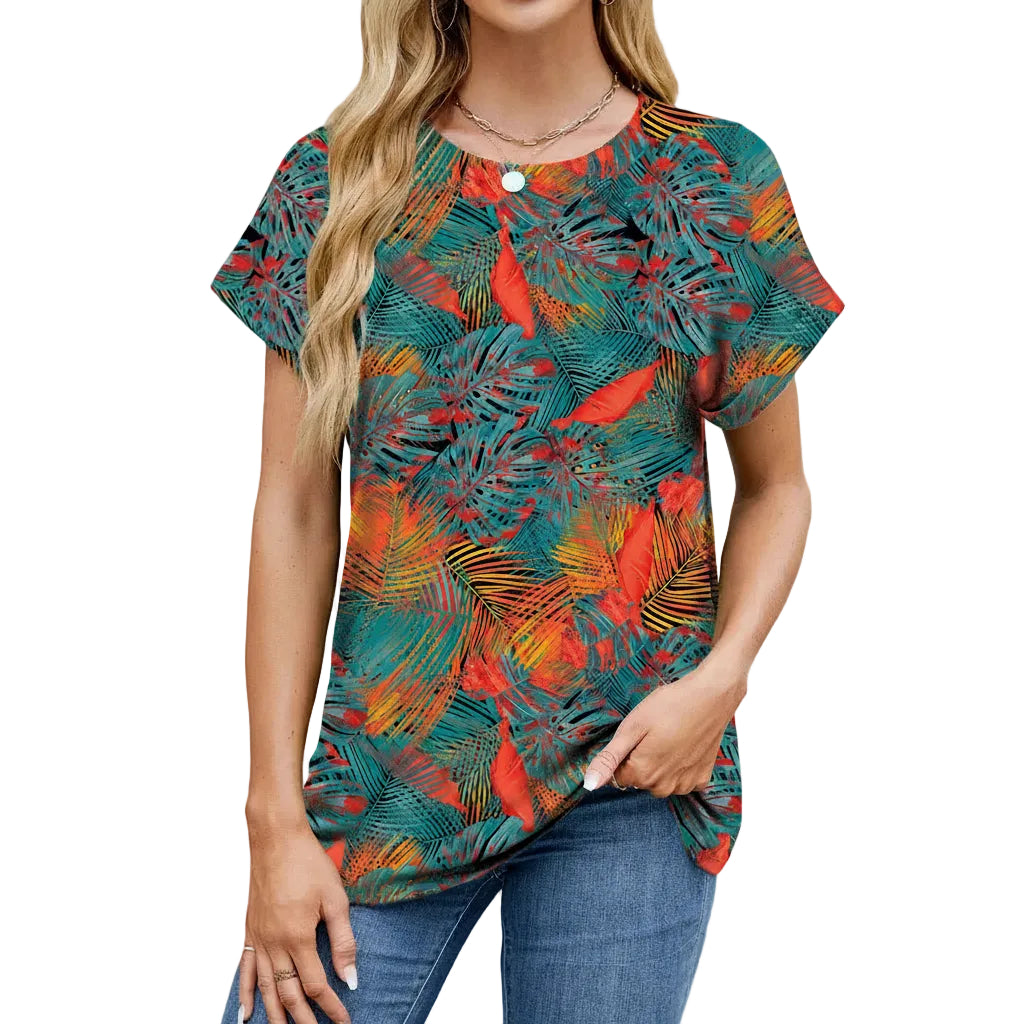 Damen T-Shirt mit Printmuster und Lockerer Passform