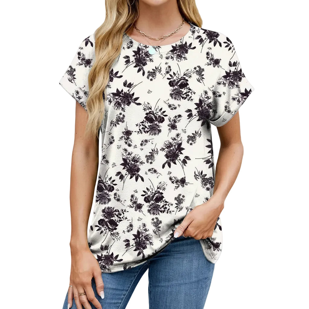 Damen T-Shirt mit Printmuster und Lockerer Passform