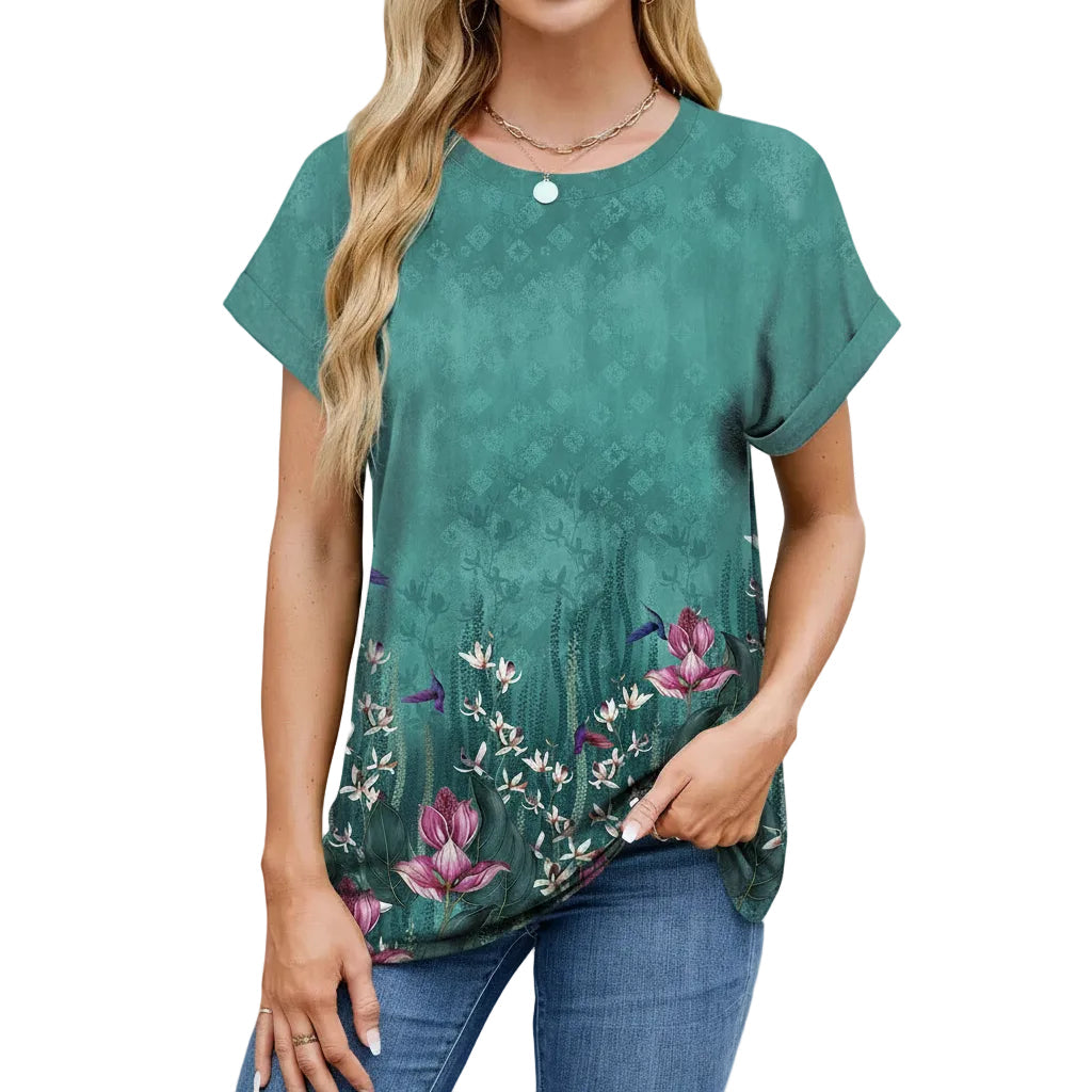 Damen T-Shirt mit Printmuster und Lockerer Passform