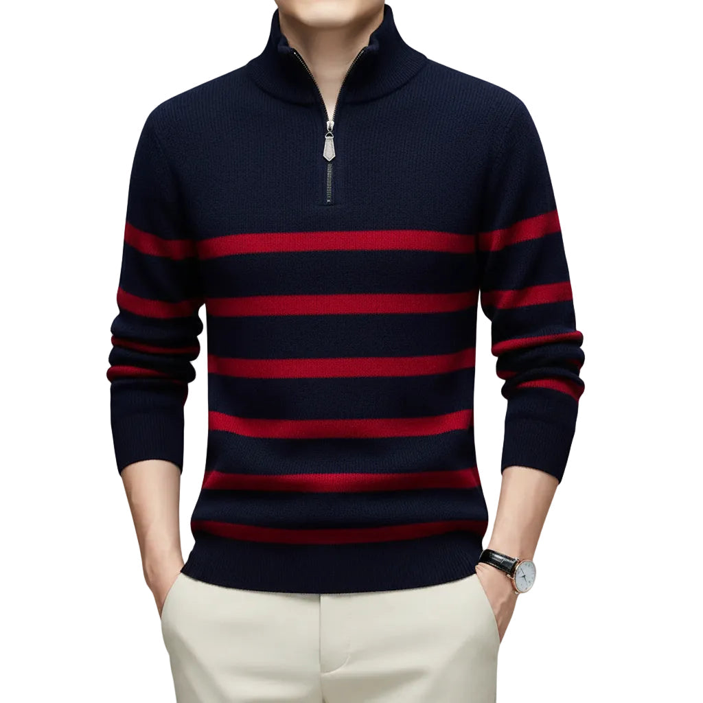 Herren Gestreifter Sweater mit Rundhalsausschnitt und Lockerer Passform
