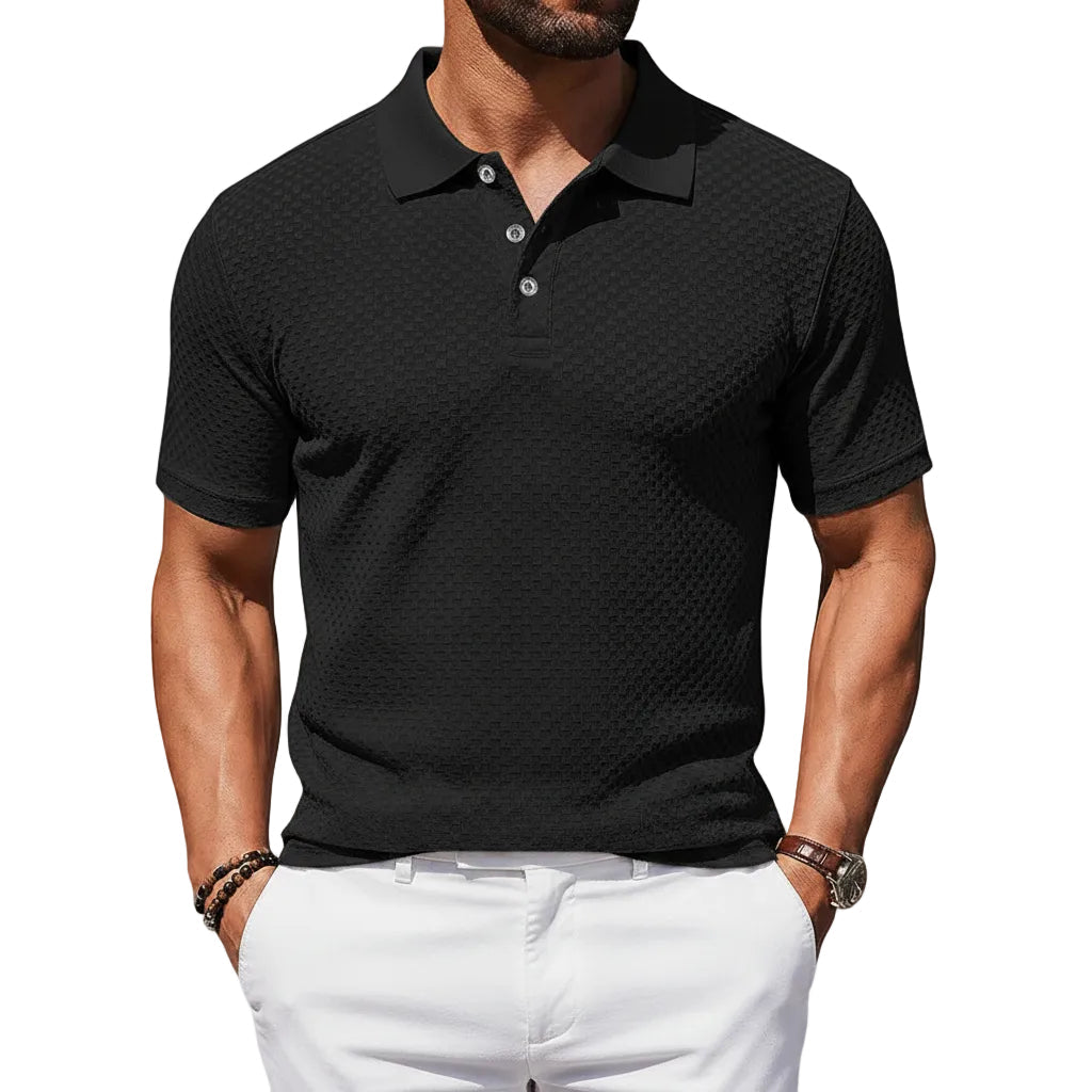 Herren Kariertes Kurzarm T-Shirt mit Kragen
