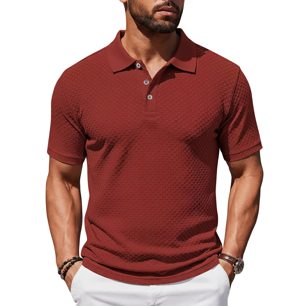 Herren Kariertes Kurzarm T-Shirt mit Kragen