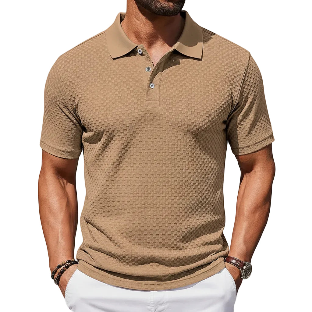 Herren Kariertes Kurzarm T-Shirt mit Kragen