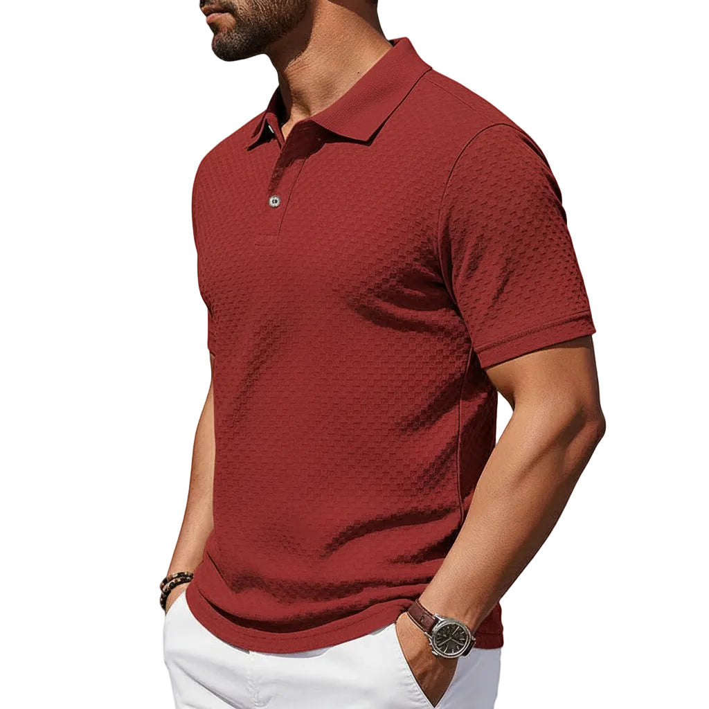 Herren Kariertes Kurzarm T-Shirt mit Kragen