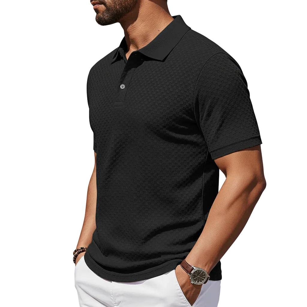 Herren Kariertes Kurzarm T-Shirt mit Kragen