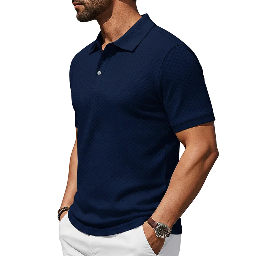 Herren Kariertes Kurzarm T-Shirt mit Kragen