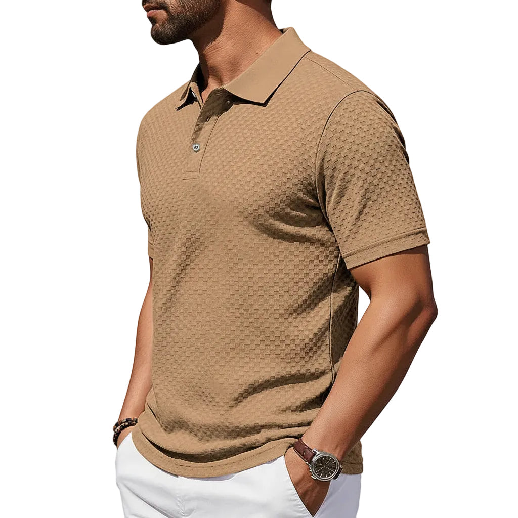 Herren Kariertes Kurzarm T-Shirt mit Kragen