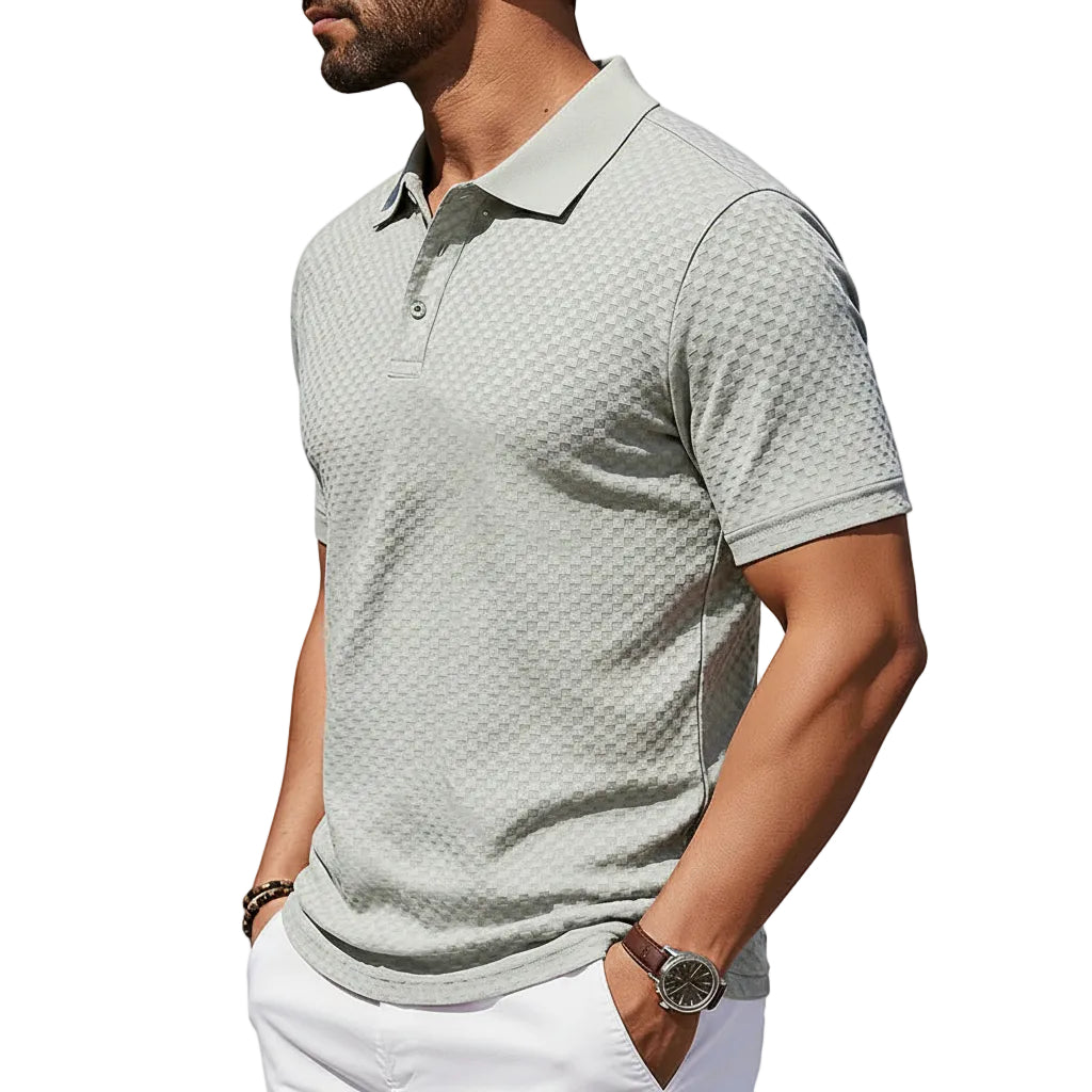 Herren Kariertes Kurzarm T-Shirt mit Kragen