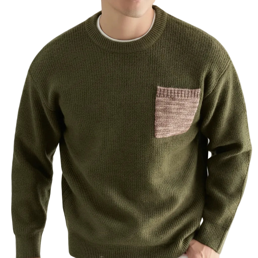 Herren Strick Sweater mit Rundhalsausschnitt und Gerader Passform