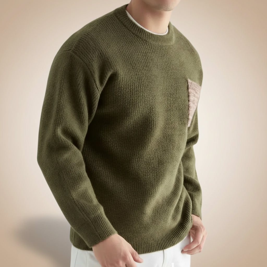 Herren Strick Sweater mit Rundhalsausschnitt und Gerader Passform