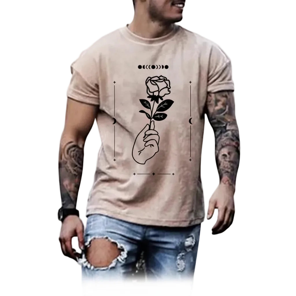 Herren T-Shirt in Großen Größen mit Print und Rundhalsausschnitt